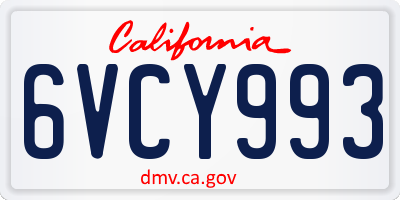 CA license plate 6VCY993