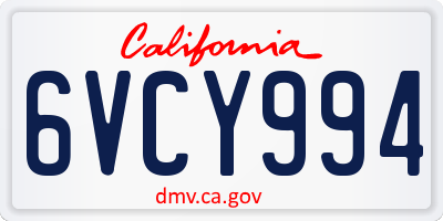 CA license plate 6VCY994