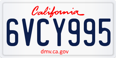 CA license plate 6VCY995