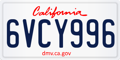 CA license plate 6VCY996