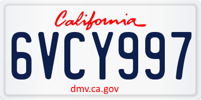 CA license plate 6VCY997
