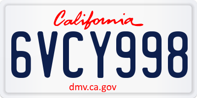 CA license plate 6VCY998