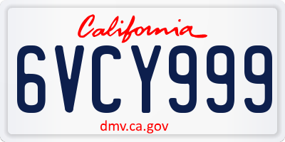 CA license plate 6VCY999