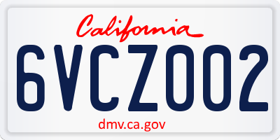 CA license plate 6VCZ002