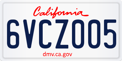 CA license plate 6VCZ005