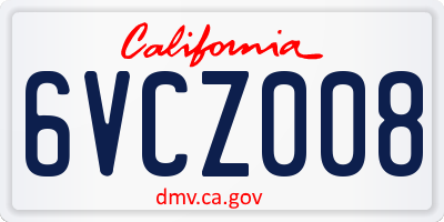 CA license plate 6VCZ008