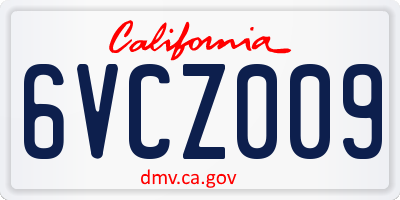 CA license plate 6VCZ009
