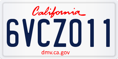 CA license plate 6VCZ011
