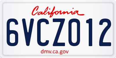 CA license plate 6VCZ012