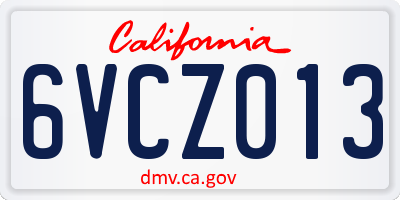 CA license plate 6VCZ013