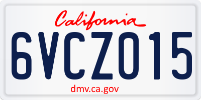 CA license plate 6VCZ015