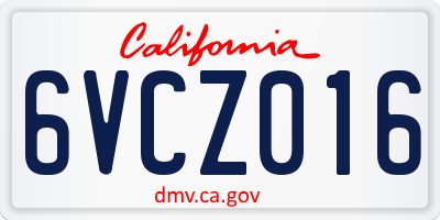CA license plate 6VCZ016