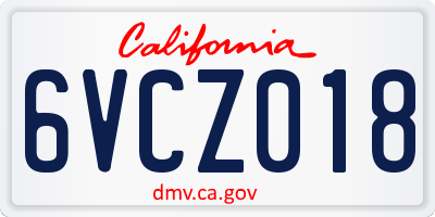CA license plate 6VCZ018