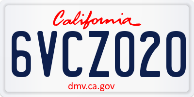 CA license plate 6VCZ020