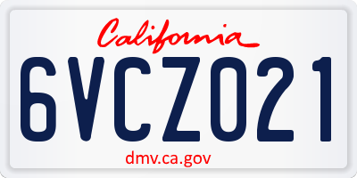 CA license plate 6VCZ021