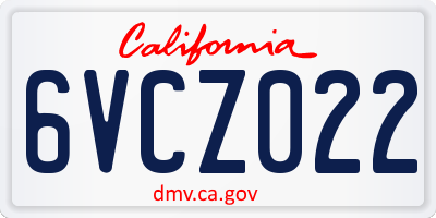 CA license plate 6VCZ022
