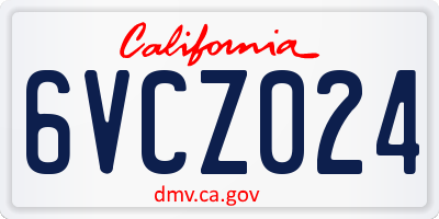 CA license plate 6VCZ024