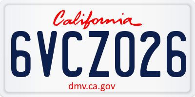 CA license plate 6VCZ026