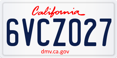 CA license plate 6VCZ027