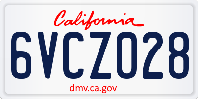 CA license plate 6VCZ028