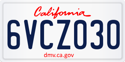 CA license plate 6VCZ030