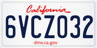 CA license plate 6VCZ032