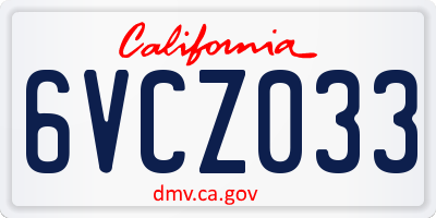 CA license plate 6VCZ033