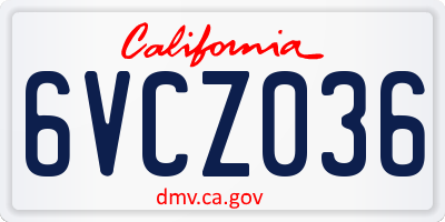 CA license plate 6VCZ036