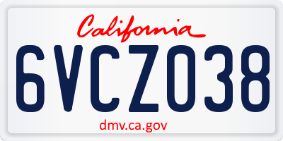 CA license plate 6VCZ038