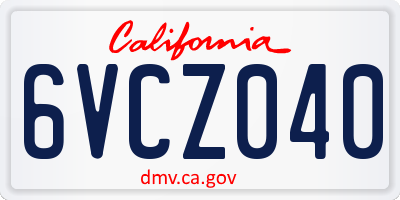 CA license plate 6VCZ040