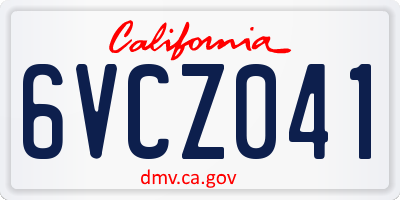 CA license plate 6VCZ041