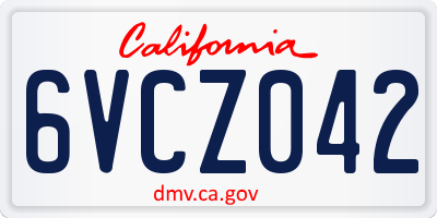 CA license plate 6VCZ042