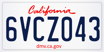 CA license plate 6VCZ043