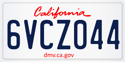CA license plate 6VCZ044