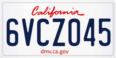 CA license plate 6VCZ045