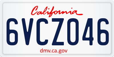 CA license plate 6VCZ046