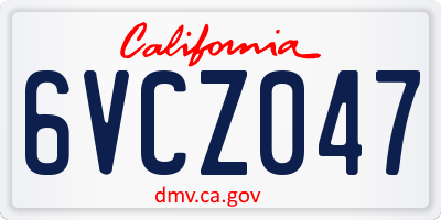 CA license plate 6VCZ047