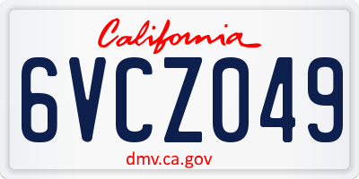 CA license plate 6VCZ049