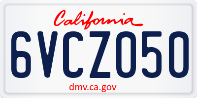 CA license plate 6VCZ050