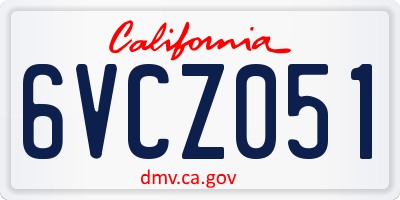 CA license plate 6VCZ051