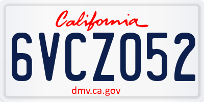 CA license plate 6VCZ052