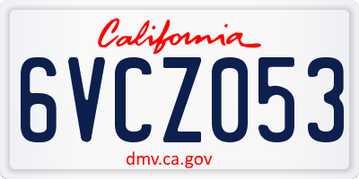CA license plate 6VCZ053