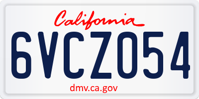 CA license plate 6VCZ054