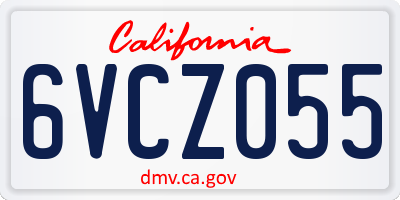 CA license plate 6VCZ055