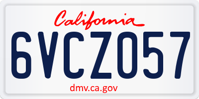 CA license plate 6VCZ057
