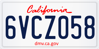 CA license plate 6VCZ058