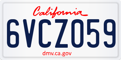 CA license plate 6VCZ059
