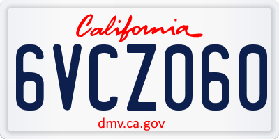 CA license plate 6VCZ060