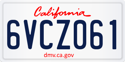 CA license plate 6VCZ061