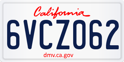 CA license plate 6VCZ062